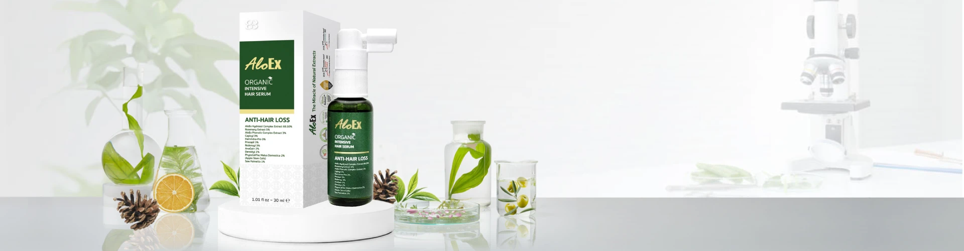 AloEx Organic Intensive Hair Serum เซรั่มลดผมขาดร่วง แก้ผมหงอกจากความเครียด