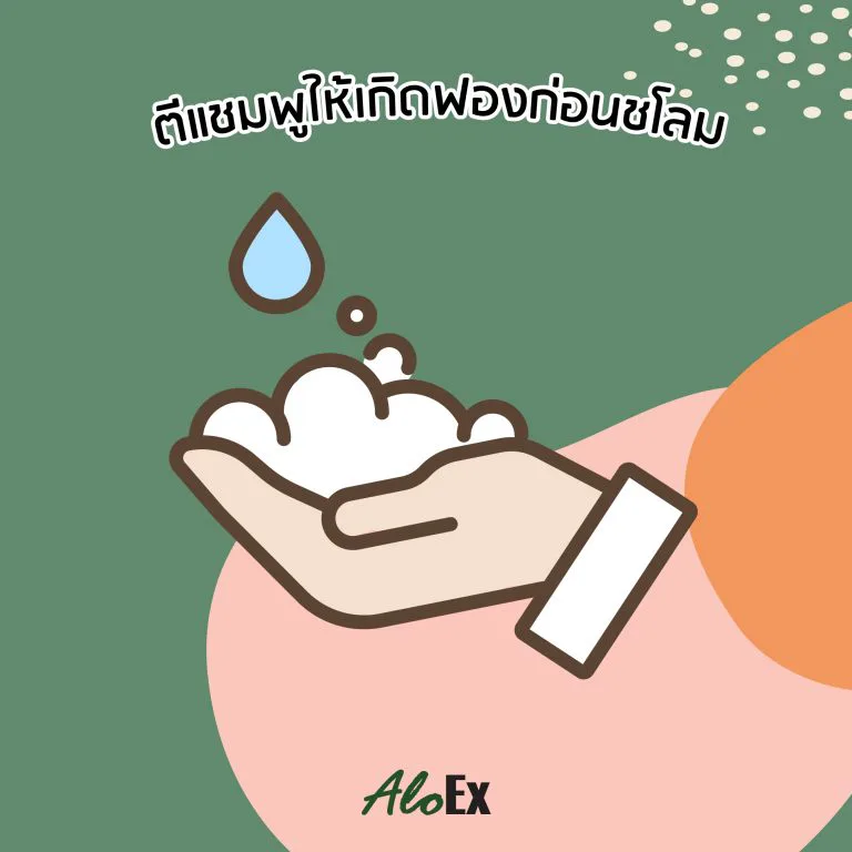 ภาพการล้างน้ำก่อนลงแชมพูเพื่อชำระล้างสิ่งสกปรก